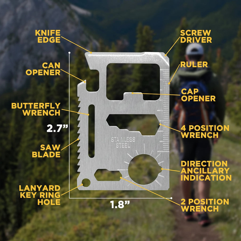11 in 1 Pocket Survival Credit Card Multi-Tool