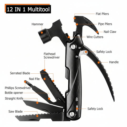 12-in-1 Mini Hammer Multi Tool