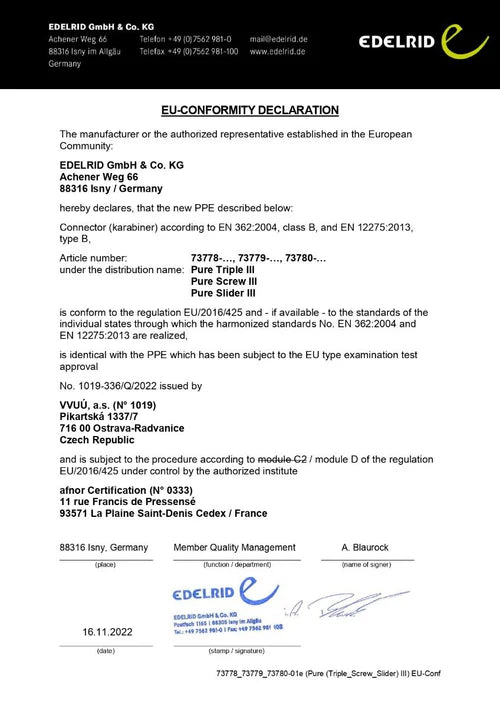 Edelrid Pure Screw Carabiner - Silver