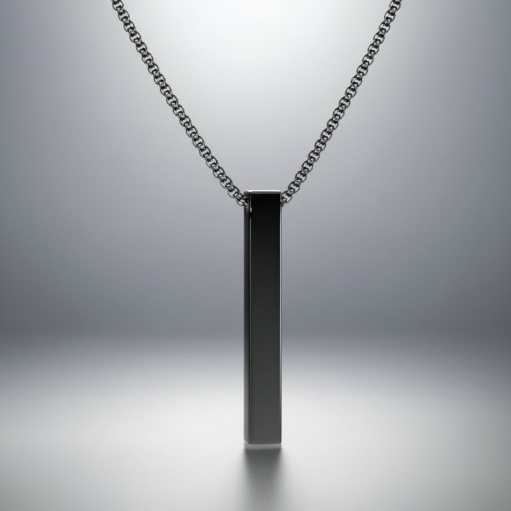 SLEEK BLACK - Pure Titanium Steel Pendant with 24inch Round Box Chain for Men & Boys