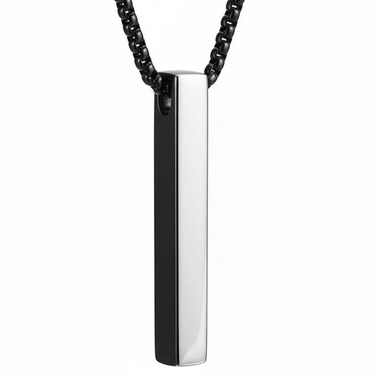 SLEEK BLACK - Pure Titanium Steel Pendant with 24inch Round Box Chain for Men & Boys