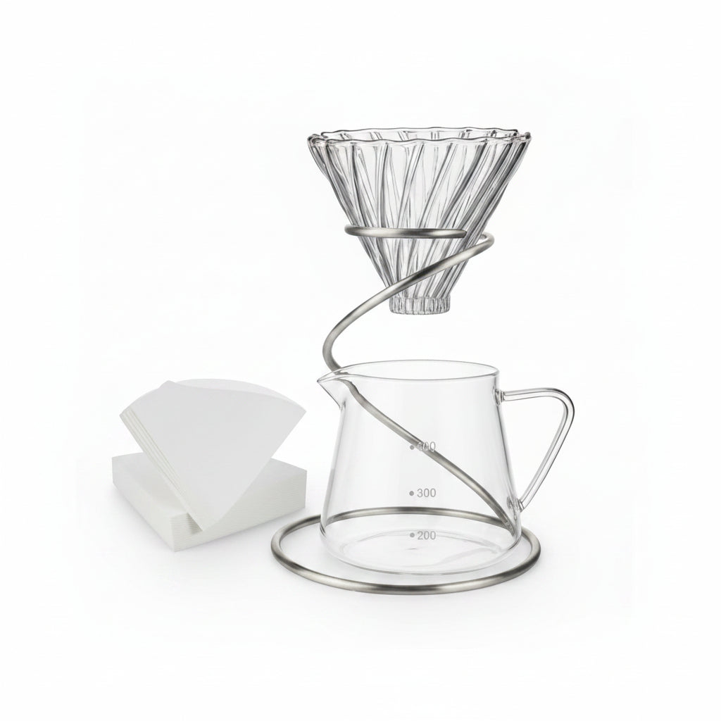 DOPPIO Glass Pour Over Coffee Maker Set – Dripper, Server & Filter Papers
