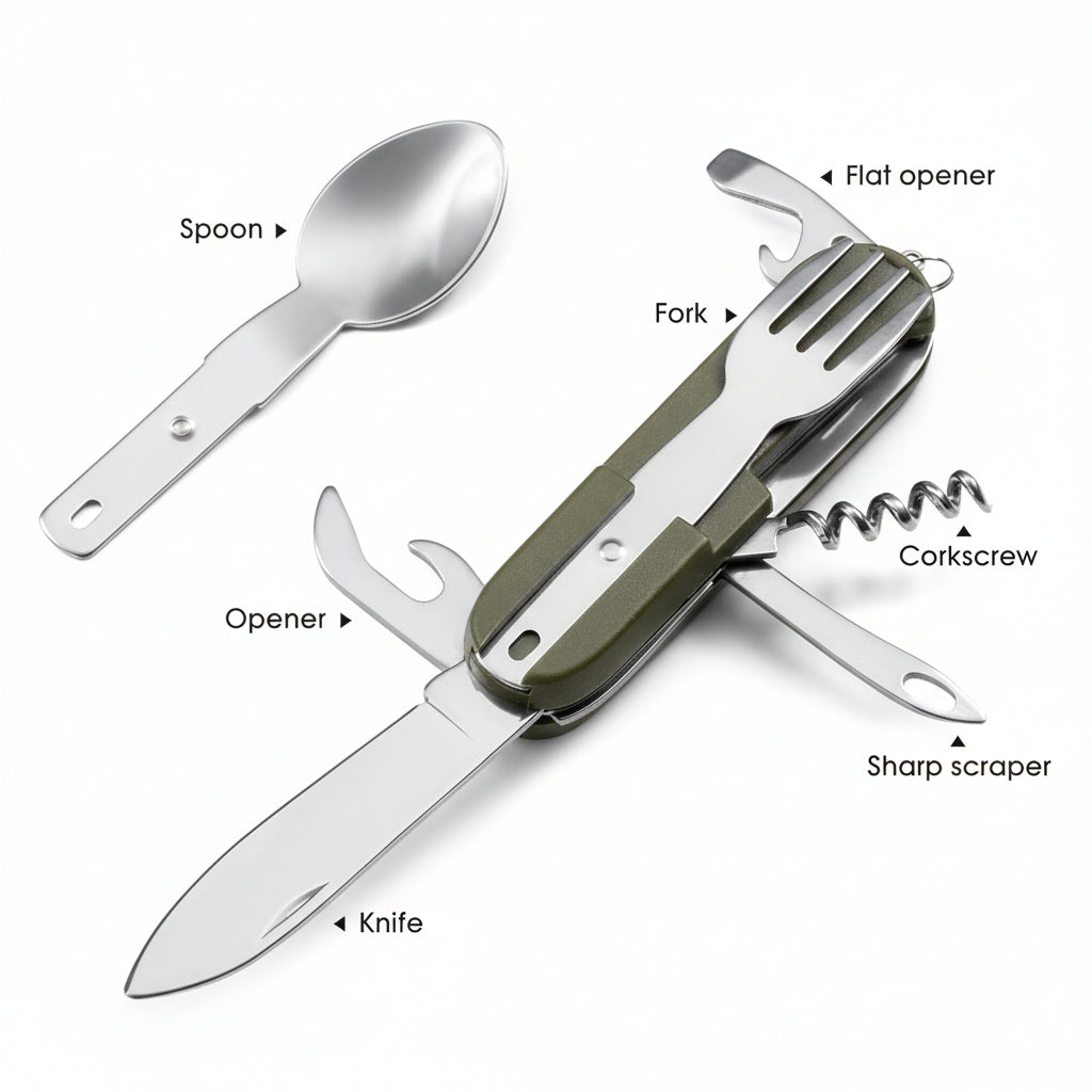 Folding knife fork spoon Emergency survival
