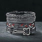 THE MEN THING Lather Bracelet for Men - 4Pcs Genuine Braided