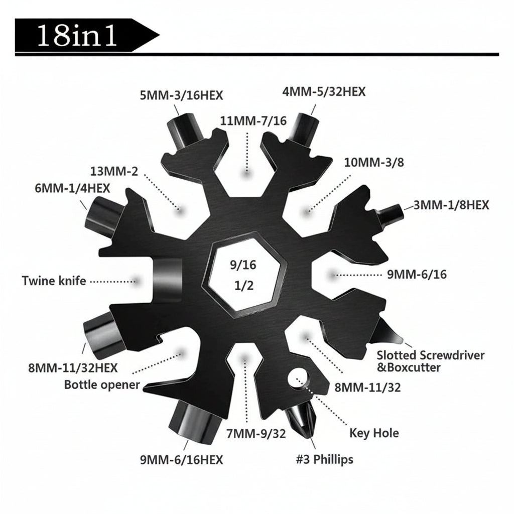 Multi Purpose Snowflake Shape Keychain