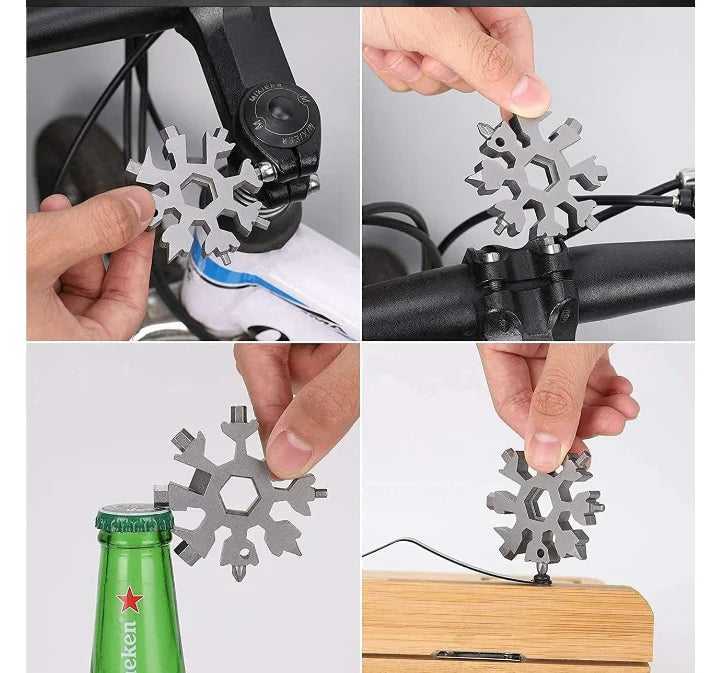 Multi Purpose Snowflake Shape Keychain