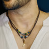 BOHEMIAN WOLF TOOTH - Wolf Tooth Pendant with Beaded Multilayer Adjustable Rope Necklace for Men an Boys